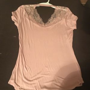 No Boundaries Henley Scalloped Lace Shirt